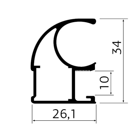 Профиль вертикальный асимметричный MS125 Черный браш (A25)
